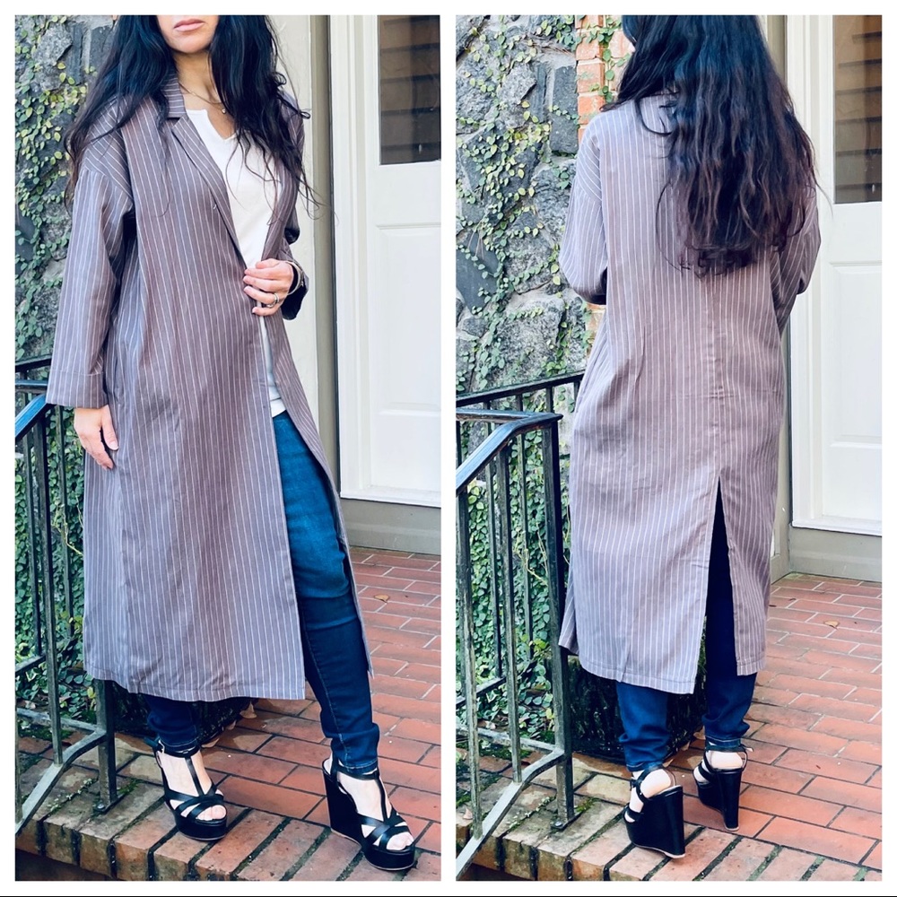 #06 LAST ONE Chic stripes trench coat with pockets - Picture 3 of 10